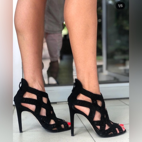 Zara basic suede heeled sandals - Picture 3 of 6